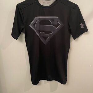 Under Armour Superman Compression Shirt Black HeatGear Men’s M